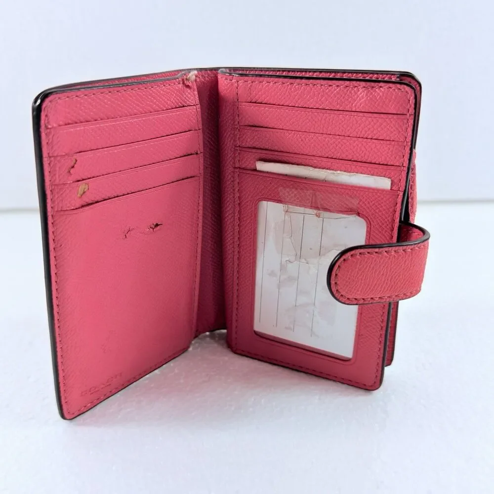 Coach Medium Corner Zip Women's Wallet Pink Red Beige